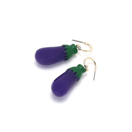 1 paire de boucles d'oreilles pendantes en résine aubergine 2