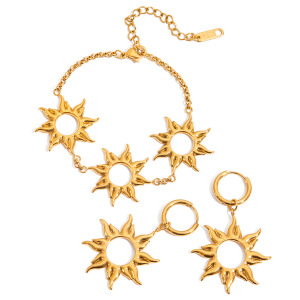 1 Paire De Boucles D'Oreilles Classic Sun Classic En Acier Inoxydable Étanche Couleur Or Pour Femme h5 Image9