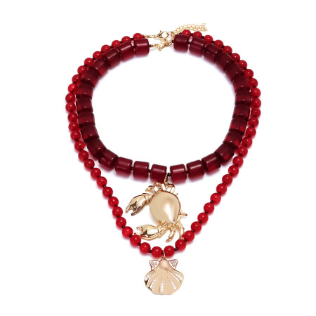 1 ensemble de colliers de perles en alliage de crabe
