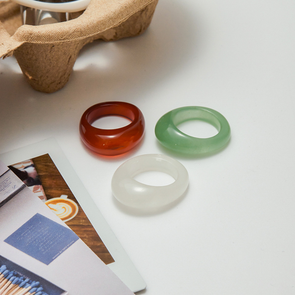 Bague Classique En Pierre Naturelle De Couleur Unie Pour Femme, 1 Pièce h5Image5