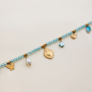 Collier Pendentif Femme En Acier Inoxydable Bleu, Couleur Or, Avec Pendentif Cœur Délicat (1 Pièce) h5 Image8