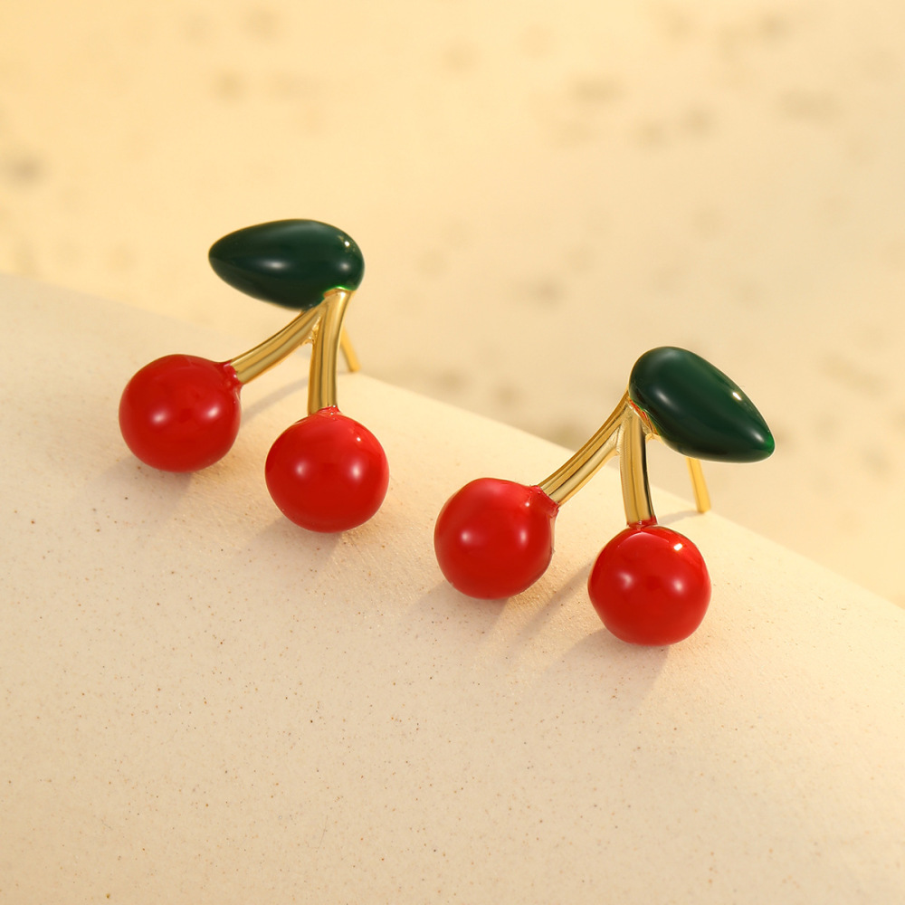 Boucles D'Oreilles Puces Pour Femme, Modèle Sweet Plant, En Acier Inoxydable Étanche, Couleur Or (1 Paire) Image3