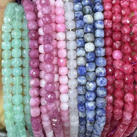 1 Chaîne De Perles De Bijoux En Pierre Naturelle Carrées De La Série Shining (Diamètre : 8 X 8 Mm)