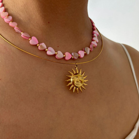 Collier de perles en forme de cœur et de coquillage, 1 pièce 2
