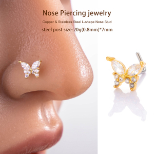 1 Pièce De Piercing De Nez En Zircon Couleur Cuivre Doré h5 Image5