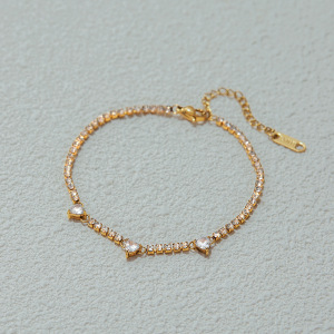 Bracelet À Maillons Romantique En Acier Inoxydable Doré, Imperméable, Avec Motif Cœur (1 Pièce) h5 Image7