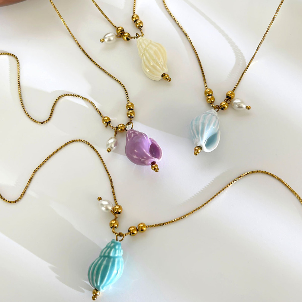 Collier Pendentif Coquillage Coloré 1 Pièce Image4