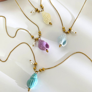 Collier Pendentif Coquillage Coloré 1 Pièce h5 Image4