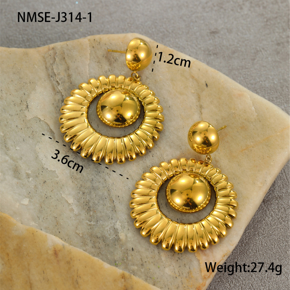 Boucles D'Oreilles Pendantes Élégantes Et Géométriques En Acier Inoxydable Imperméable Pour Femmes, Collection Luxueuse. 
