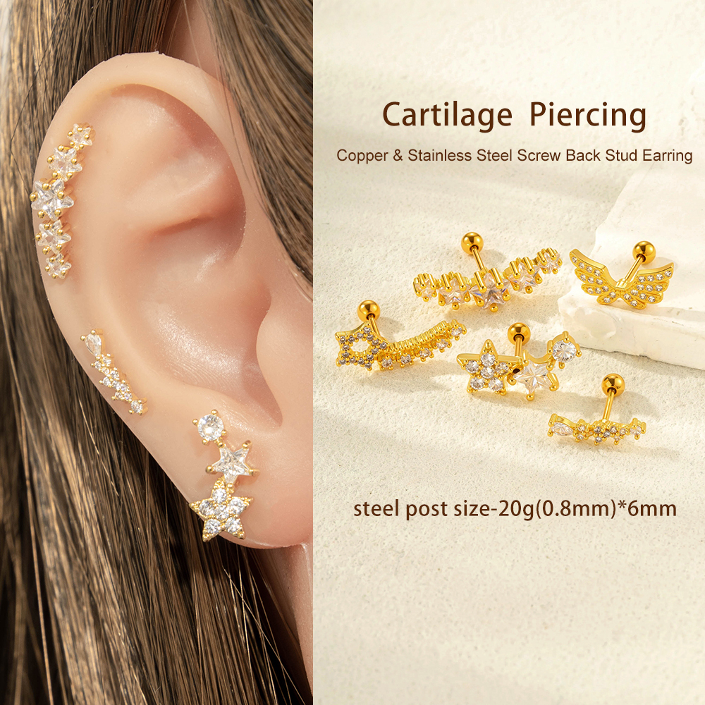 1 Boucle D'Oreille Piercing En Cuivre Et Zircon Image4