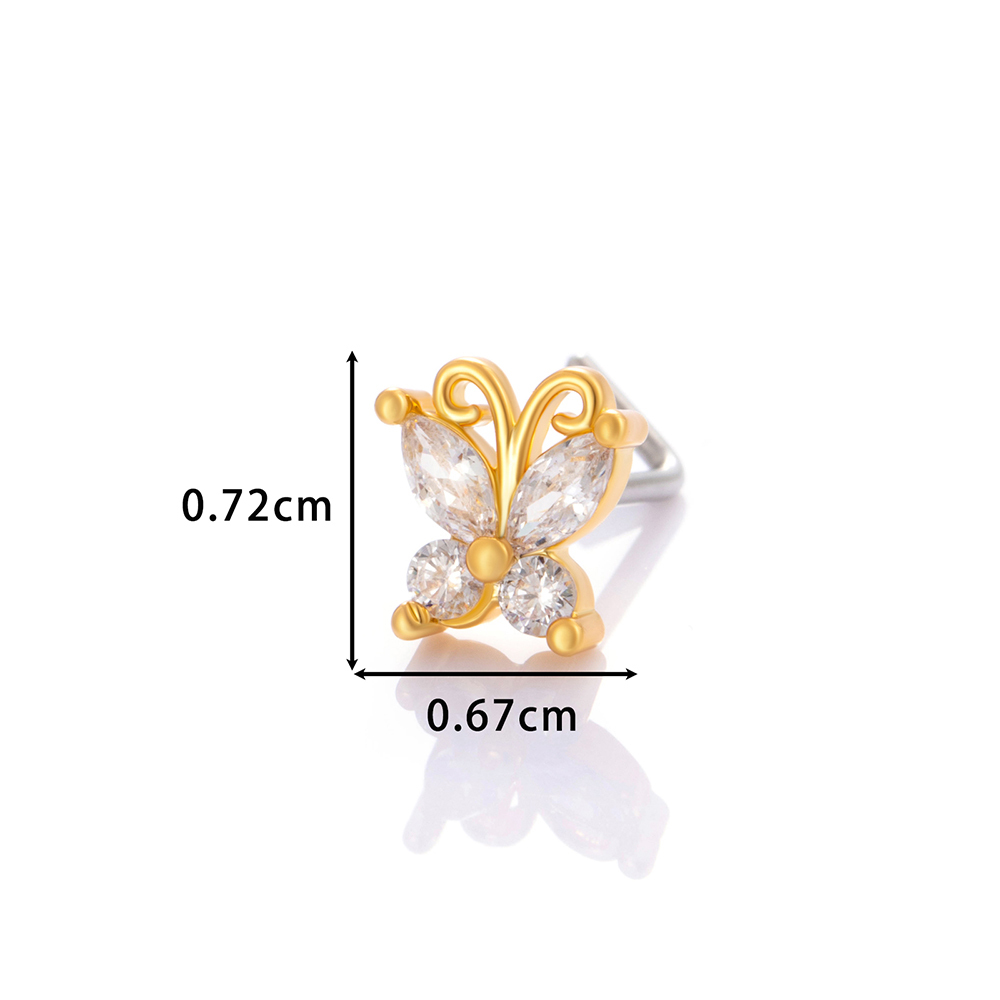 1 Pièce De Piercing De Nez En Zircon Couleur Cuivre Doré h5Image2