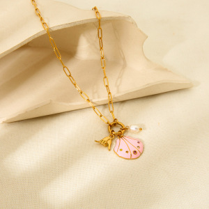 1 Paire De Colliers Pour Femmes, Collection Romantique, Motif Tortue, En Acier Inoxydable Étanche h5 Image4