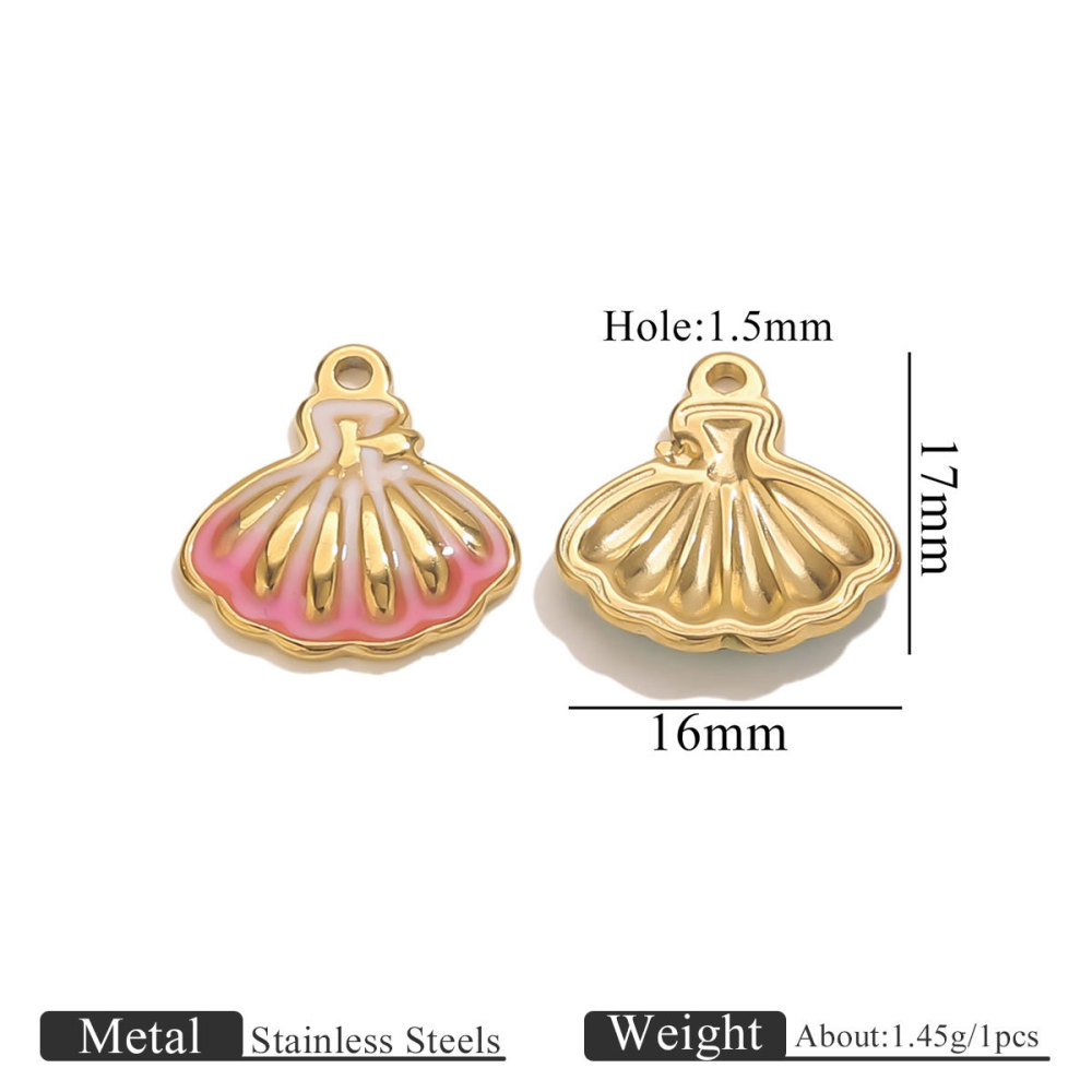 Pendentif Femme En Acier Inoxydable Doré, Étanche, En Forme De Coquillage Coloré (1 Pièce)