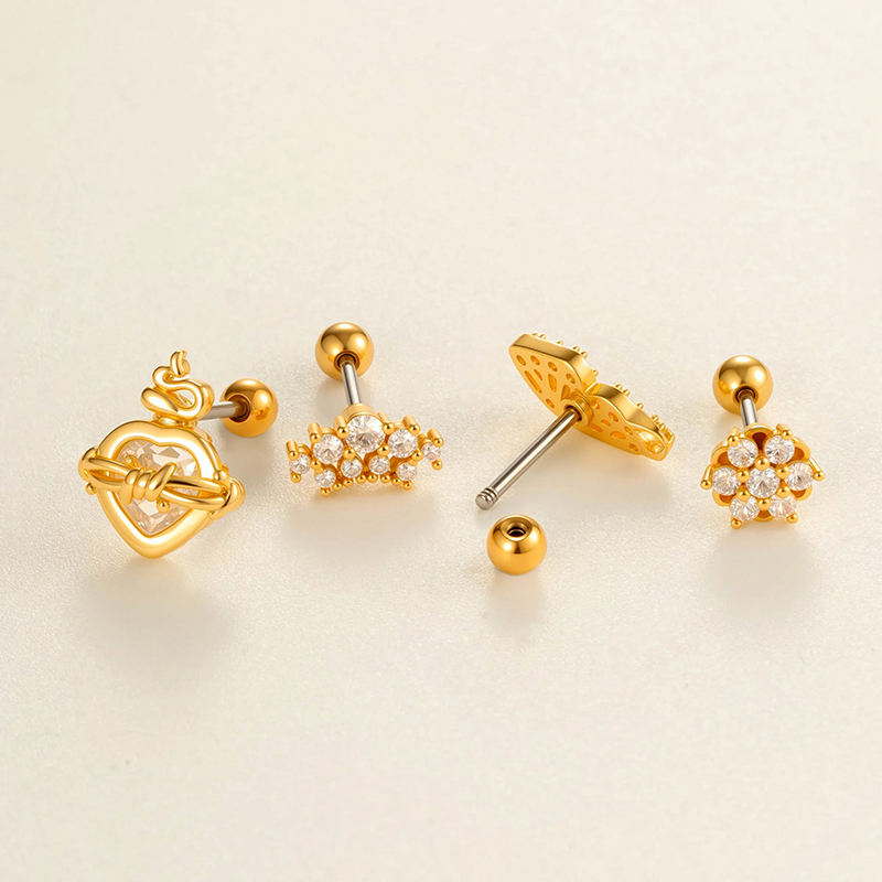 Boucles D'Oreilles Élégantes En Forme De Fleur, Couleur Cuivre Et Or, Zircon, Pour Femme, 1 Pièce Image3
