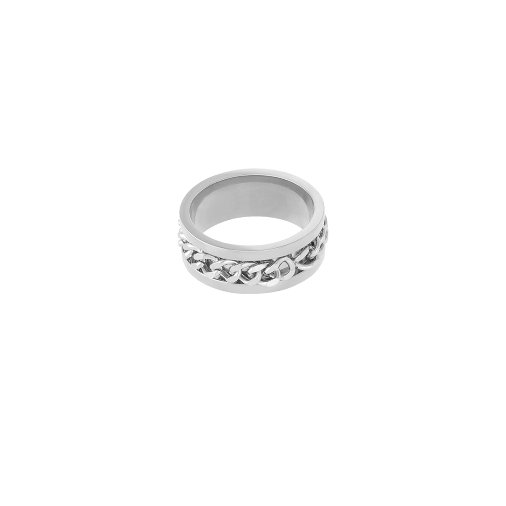 Bague De Luxe Classique Géométrique En Acier Inoxydable Étanche Couleur Or (1 Pièce) 