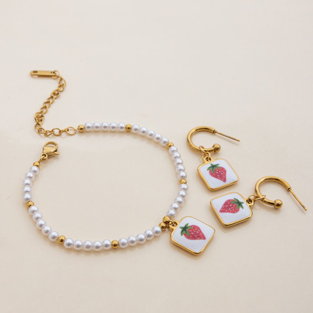1 Paire De Colliers Pendentifs Pour Femmes En Acier Inoxydable Couleur Or, Couleur Cerisier Naturel h5Image6