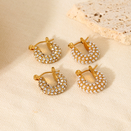 Boucles D'Oreilles Puces Élégantes En Acier Inoxydable Imperméable Pour Femmes, Collection Luxueuse