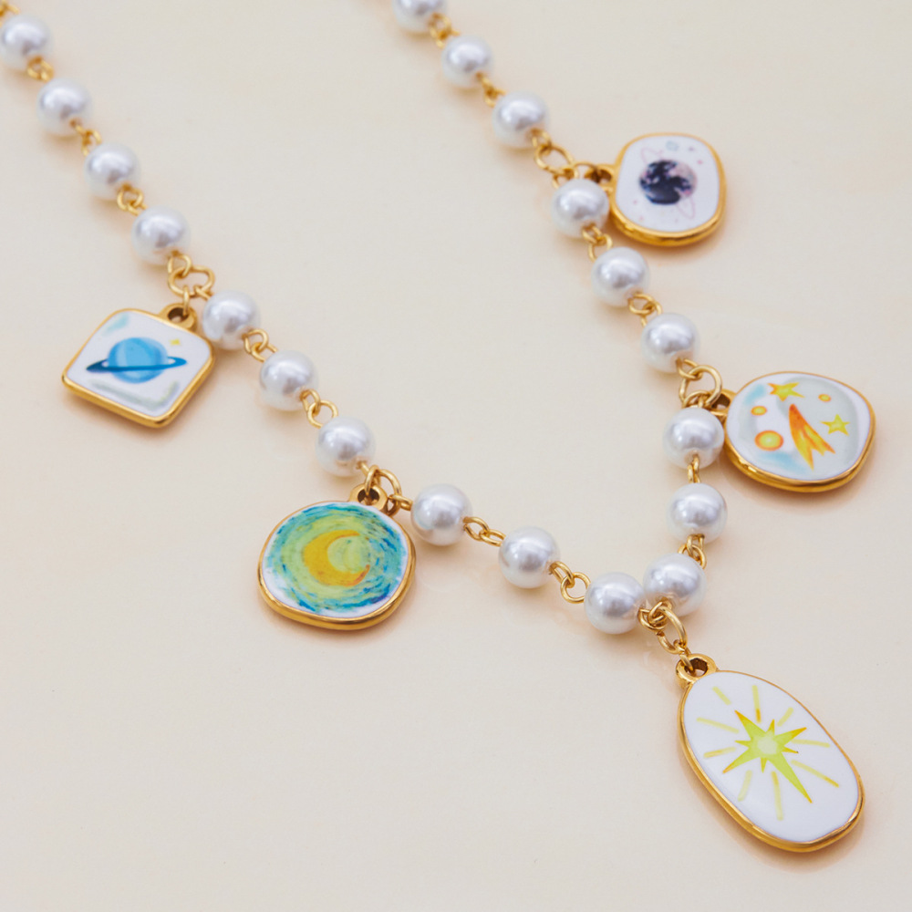 Collier Pendentif Femme En Acier Inoxydable Doré, Motif Étoile Romantique Et Élégante (1 Pièce) Image4