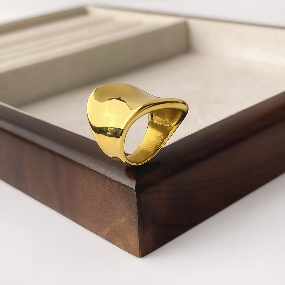 Bague Simple En Acier Inoxydable Couleur Or, 1 Pièce Image3