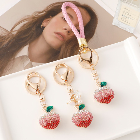 Porte-clés Simple Series Sweet Fruit en alliage cristal strass 2