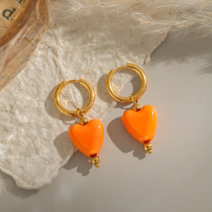 1 Paire De Boucles D'Oreilles Pendantes En Forme De Cœur h5 Image2