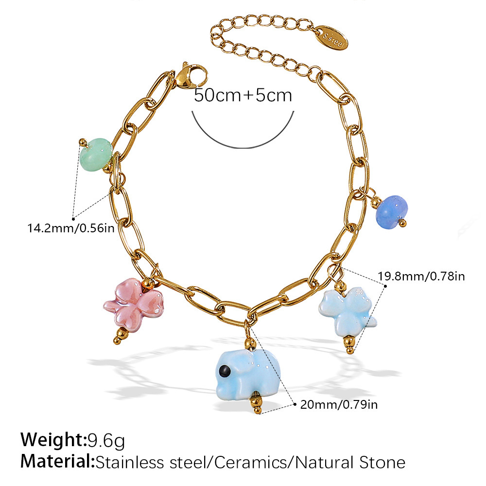 Collier Pendentif Oceanic En Acier Inoxydable Étanche Couleur Or (1 Pièce) 