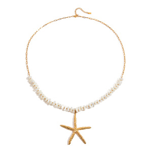 Collier Pendentif Femme En Acier Inoxydable, Couleur Or, Avec Étoile De Mer Surdimensionnée (1 Pièce) h5 