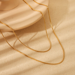 Collier Pour Femme Simple Et Polyvalent, Double Couche, En Acier Inoxydable Étanche h5 Image4