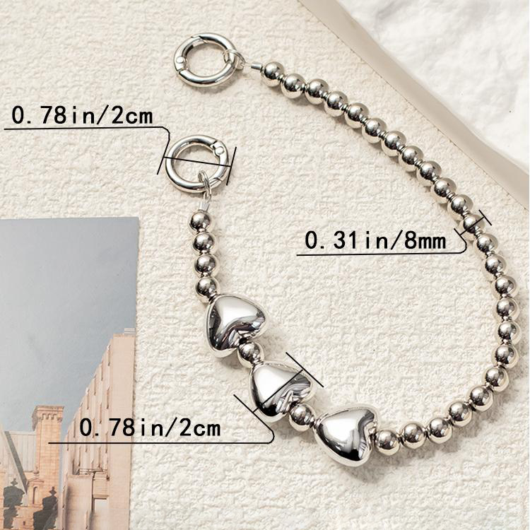 1 Bracelet De Téléphone En Aluminium Argenté, Série Stylish, Motif Cœur h5Image5