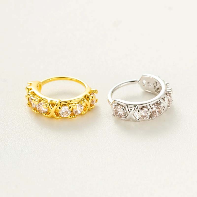 1 Pièce De Piercing De Nez Géométrique En Cuivre Doré Et Zircon Pour Femme h5Image3