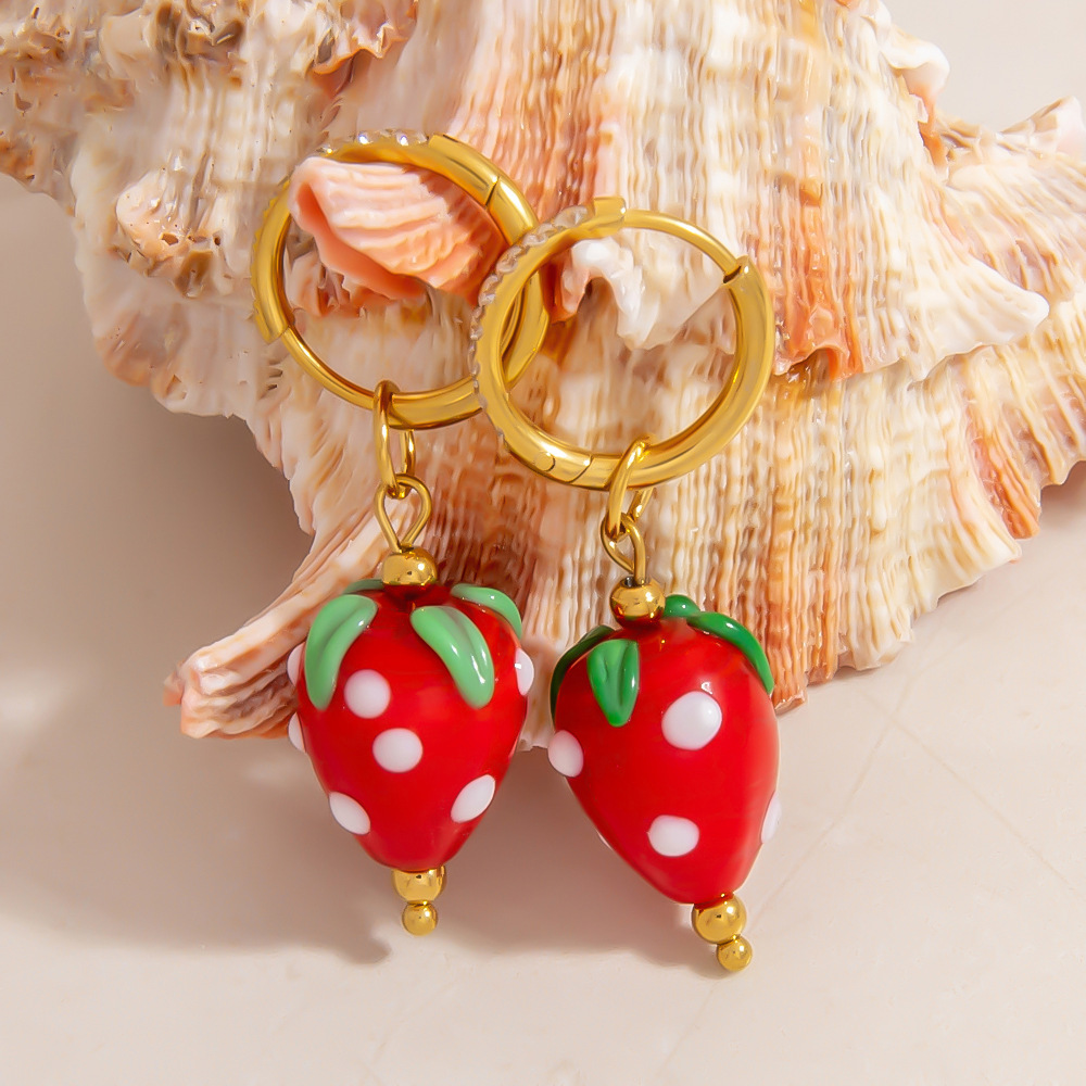 Boucles D'Oreilles Pour Femmes Faites À La Main, Série Romantique, Fruits Image3