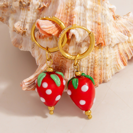 Boucles d'oreilles pour femmes faites à la main, série romantique, fruits 2
