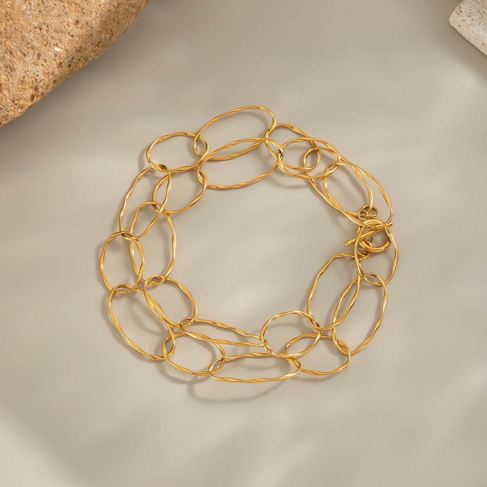 Collier À Chaîne En Acier Inoxydable Étanche Couleur Or (1 Pièce) h5Image3
