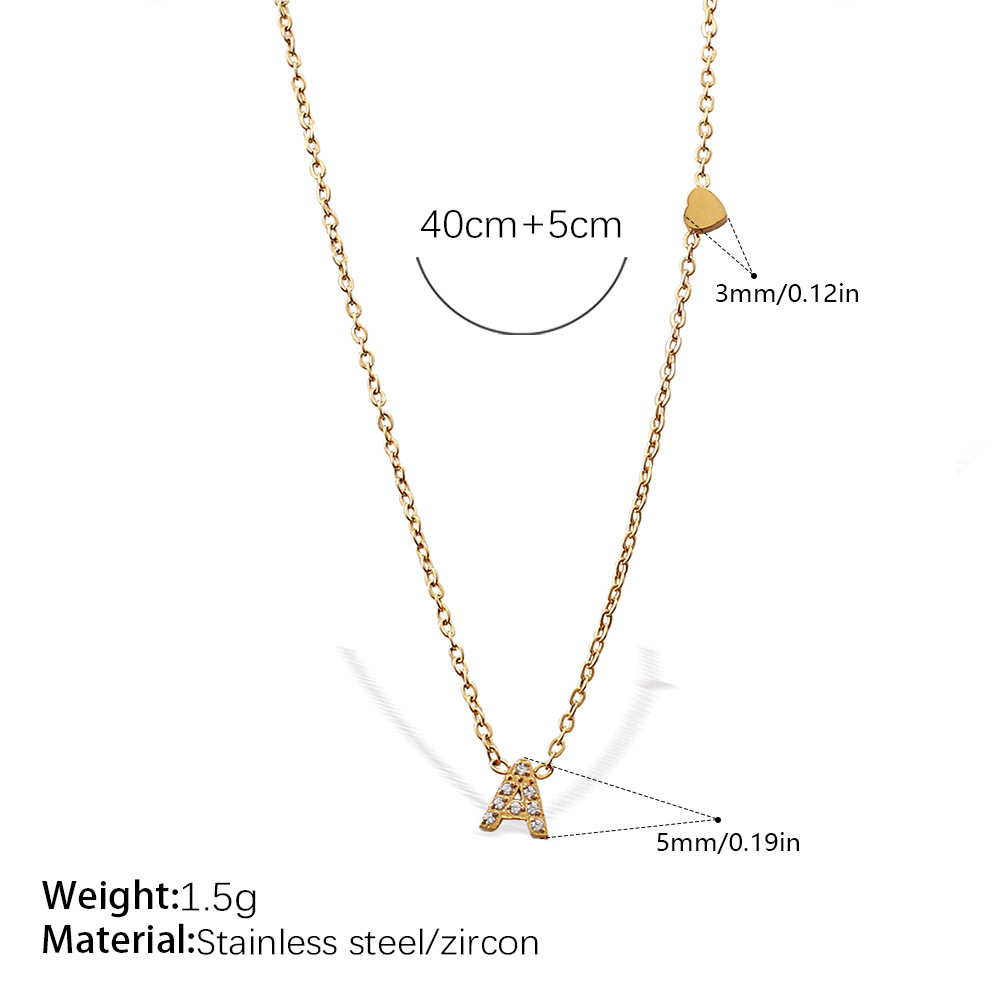 Collier Pendentif Lettre En Acier Inoxydable Étanche Couleur Or 