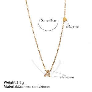 Collier Pendentif Lettre En Acier Inoxydable Étanche Couleur Or h5 