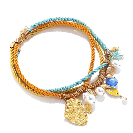1 ensemble de colliers superposés en corde de style Ins 2
