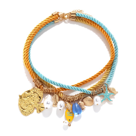 1 ensemble de colliers superposés en corde de style Ins