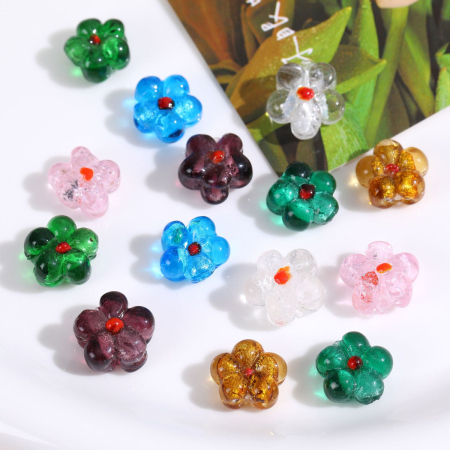 1 Pièce De Perles De Verre À Motif De Fleurs Douces, Série Simple 2