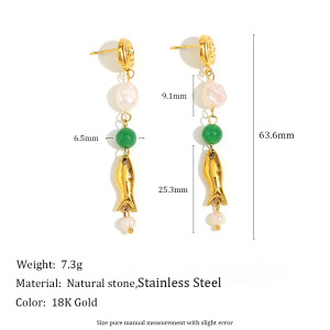 Boucles D'Oreilles Pendantes Pour Femme, Élégantes Et Imperméables, En Acier Inoxydable, Motif Animal, Collection Simple Series (1 Paire). h5 Image4