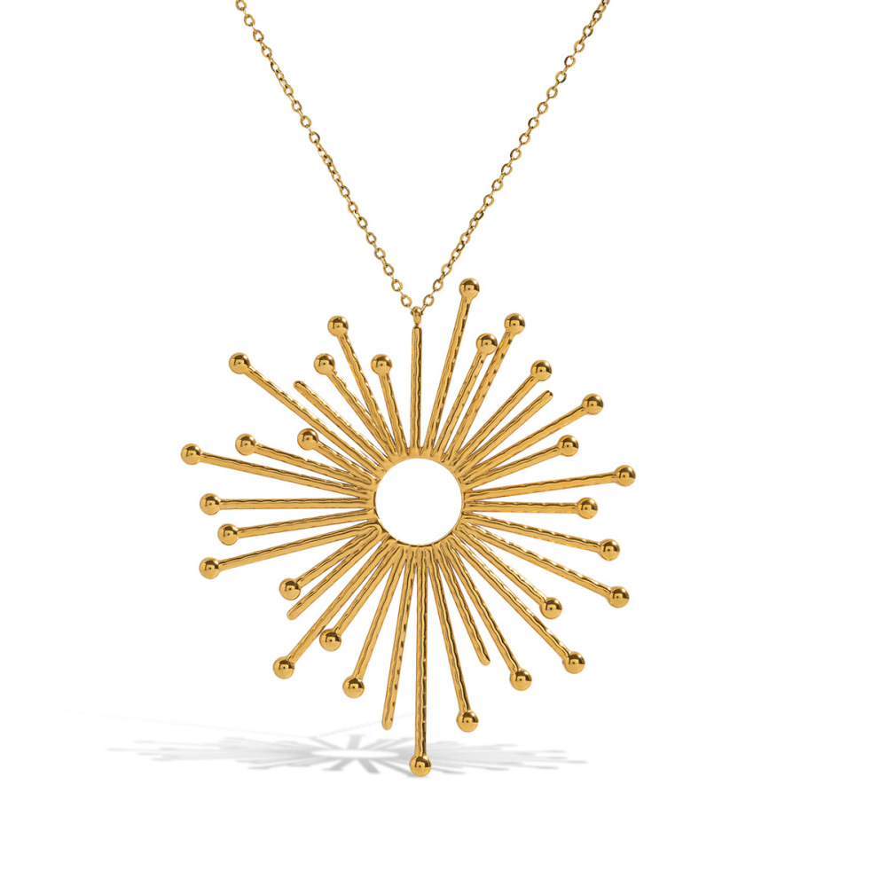 Collier Pendentif Femme Glamorous Sun En Acier Inoxydable Étanche Couleur Or (1 Pièce) 