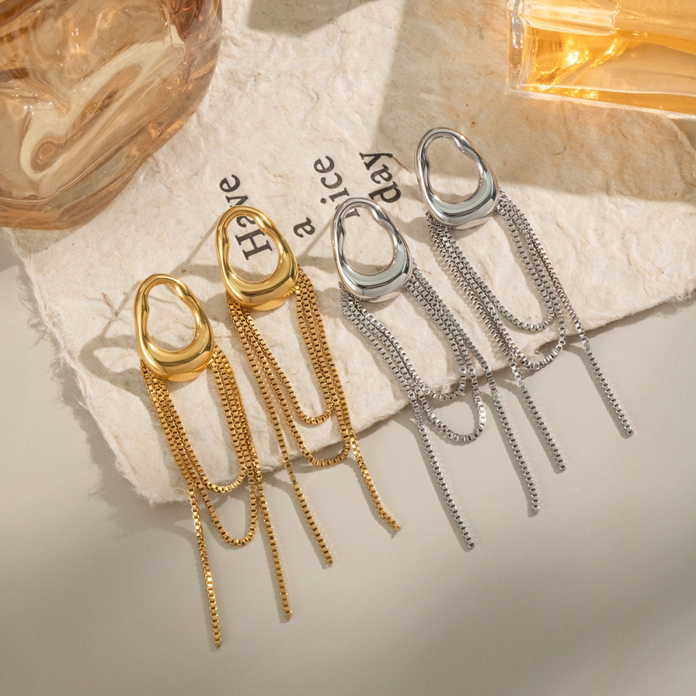1 Paire De Boucles D'Oreilles Pendantes À Pampilles Couleur Or h5Image3