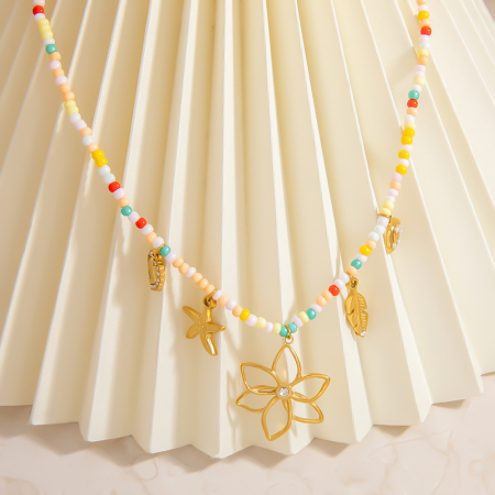Collier De Perles À Breloques En Forme De Fleur, 1 Pièce