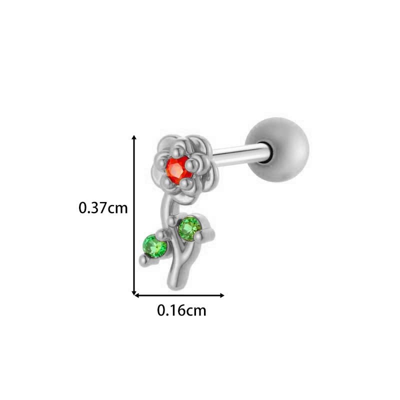 Boucles D'Oreilles Percées En Zircone Couleur Or Et Cuivre Pour Femme, 1 Pièce h5Image2
