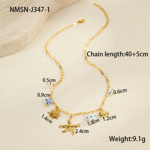 Colliers Pendentifs Romantiques Géométriques En Acier Inoxydable Étanche Couleur Or Pour Femmes h5 