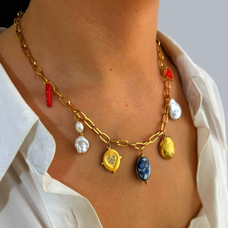 Collier pendentif étanche en acier inoxydable couleur or (1 pièce) 2