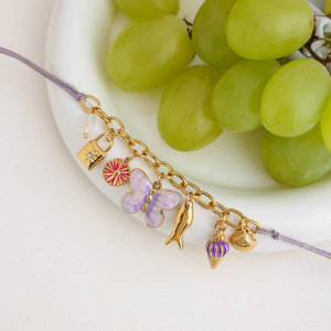 Collier Tressé Pour Femme, Collection Romantique, Motif Papillon Naturel, En Acier Inoxydable, Couleur Or, Étanche (1 Pièce) h5 Image2