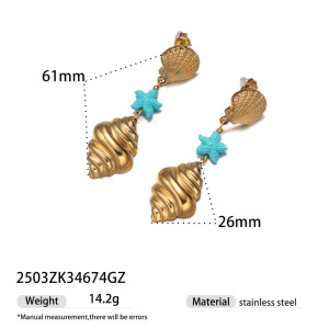 1 Paire De Boucles D'Oreilles Pendantes En Acier Inoxydable Étanche Couleur Or h5 