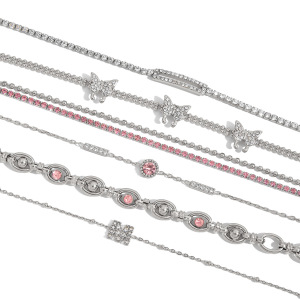 Bracelet Chaîne Femme En Acier Inoxydable Étanche Avec Lettre Mignonne (1 Pièce) - Collection Luxe h5 Image7