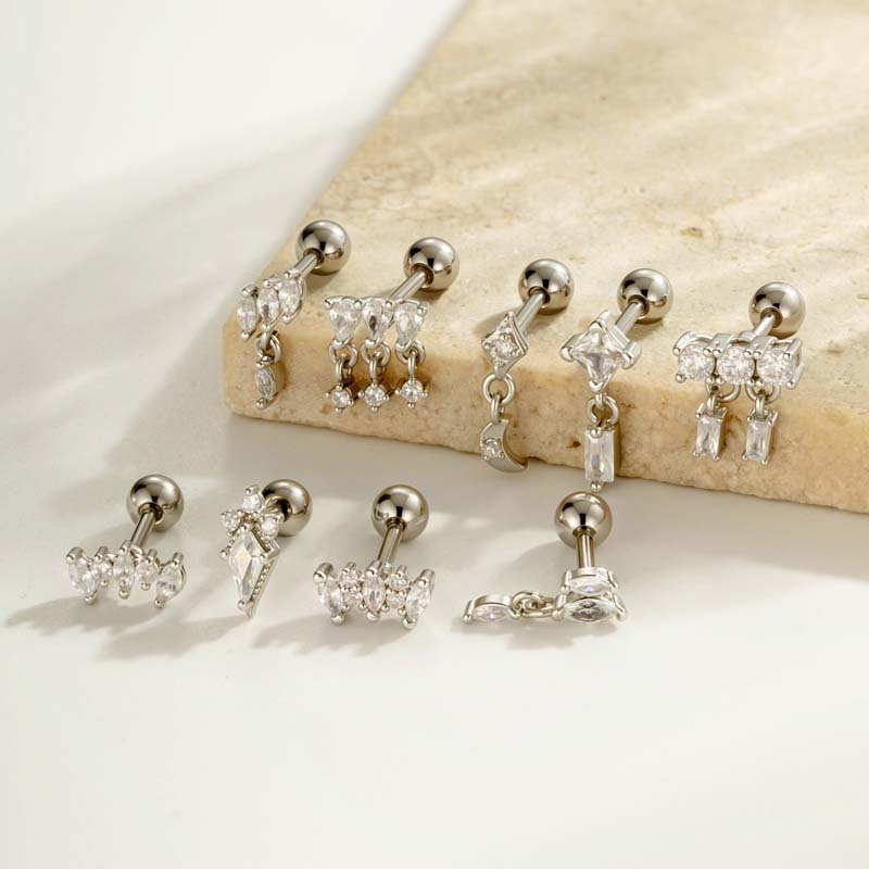 Boucles D'Oreilles Pendantes Pour Femme, 1 Pièce, Motif Géométrique Brillant, Couleur Cuivre Or Et Zircone Image6