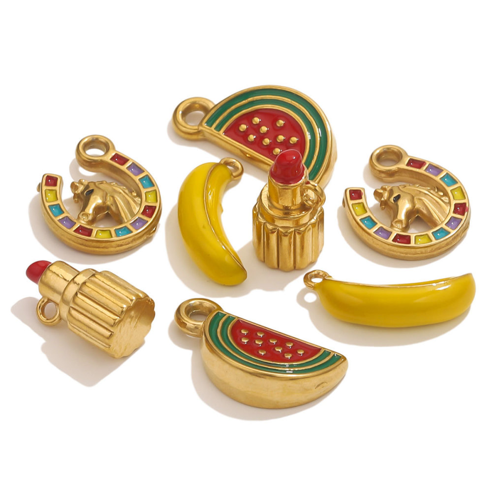 Pendentif Femme En Acier Inoxydable Étanche, Motif Fruits Naturels, À Faire Soi-Même (1 Pièce) h5Image3